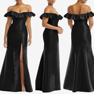 Alfred Sung Satin Ruffle Trumpet Gown NWT